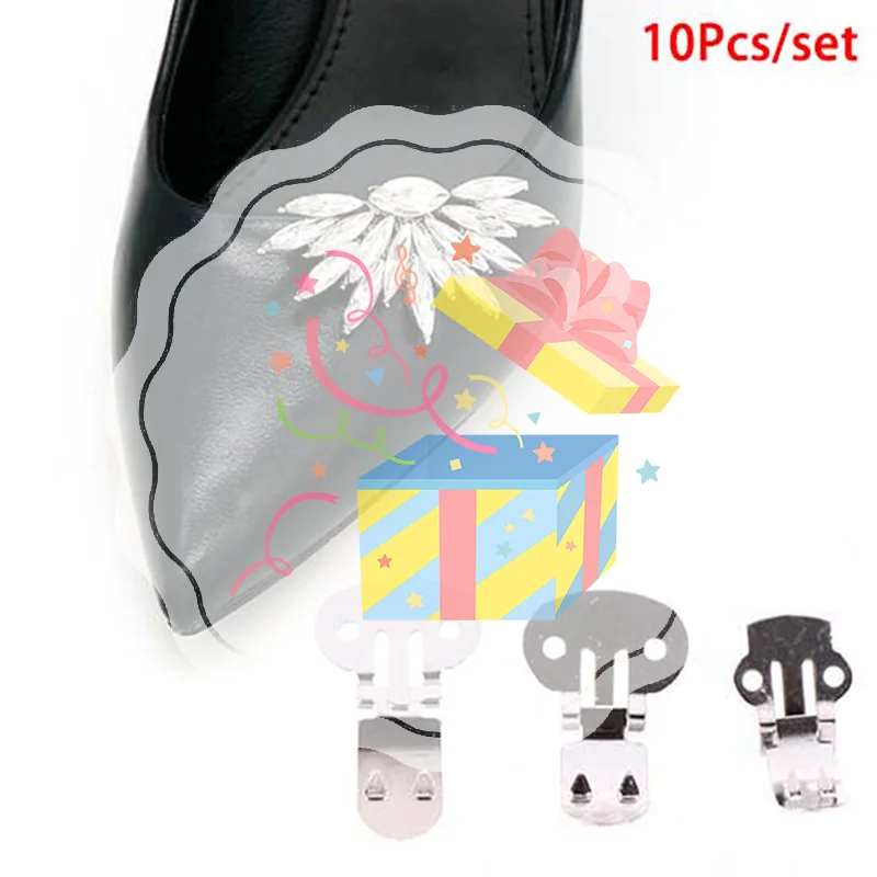 10Pcs/lot Blank Stainless Steel Flower Shoes Clips Ornament 