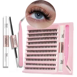 New 10Rows Individual Lashes Kit Natural Long DIY Cluster Eyelashes with Lash Bond and Seal Extension Kit Makeup Tools Faux Cils