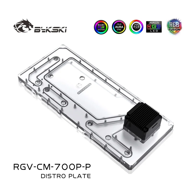 Bykski Distro Plate For Cooler Master C700P Case,Reservoir Pump 12V/5V RGB M/B SYNC,RGV-CM-700P-P