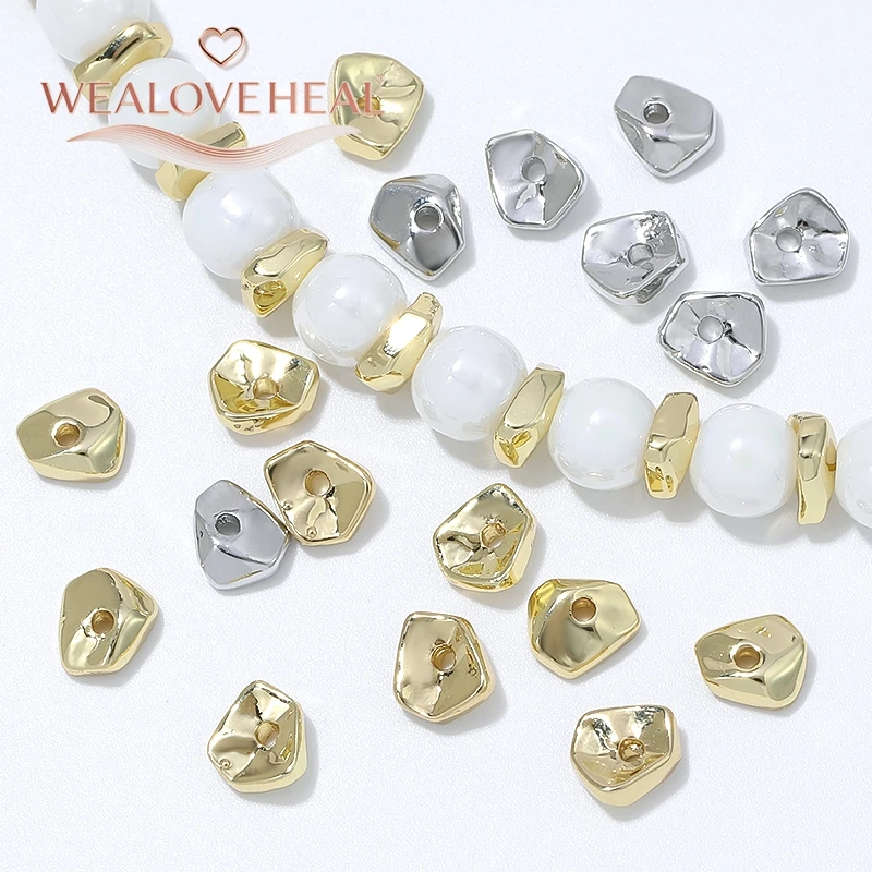 5/10 Stück unregelmäßige geometrische Abstandshalter-Perlen, 18 Karat vergoldetes Messing, 6 mm, lose Perlen für die Herstellung von DIY-Armbändern, Halsketten und Schmuck. – Detail 16