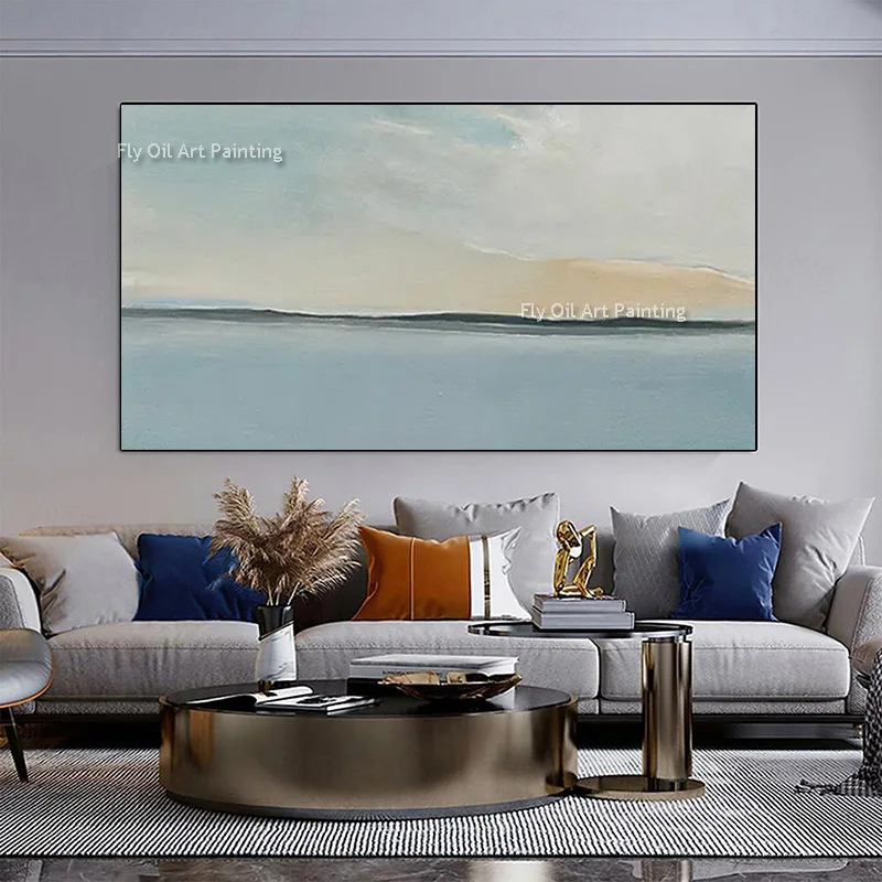 Blue Abstract Peace Sea Canvas Oil Painting Handpainted New Design Artwork Simplism Seascape Wall Art Decor Original Artwork