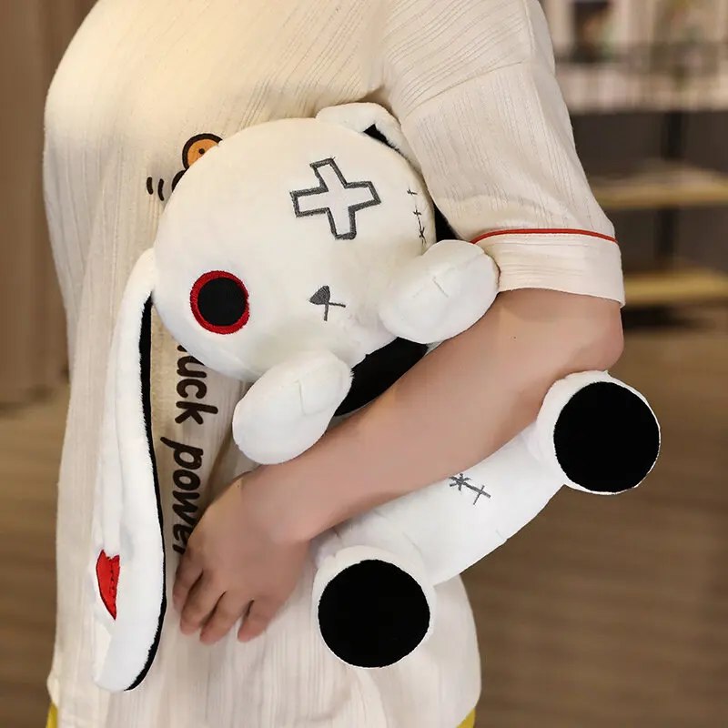 Gruselige gotische Hase gefüllt verrückte Kaninchen Plüschtiere, gruselige Gothic Bunny Stofftier niedlichen Horror schreckliche Hasen puppe, für Hal – Detail 14