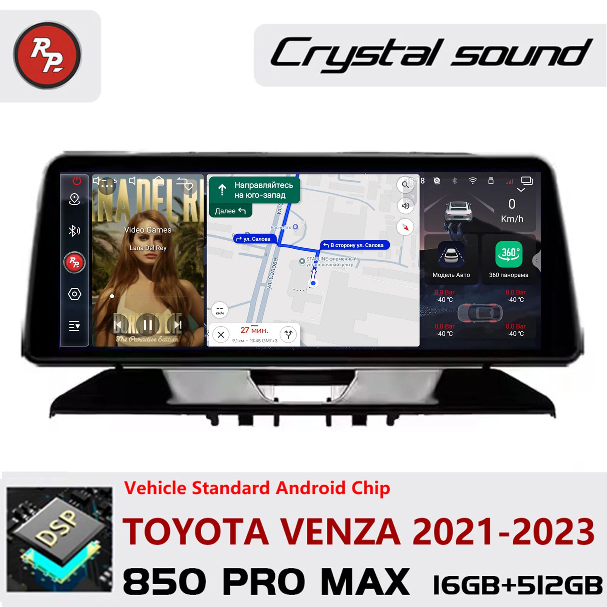 Redpower Crystal Sound 850 Pro Max  Android Car Radio Player Screen for Toyota Venza 2021-2024 DSP CarPlay Audio Video