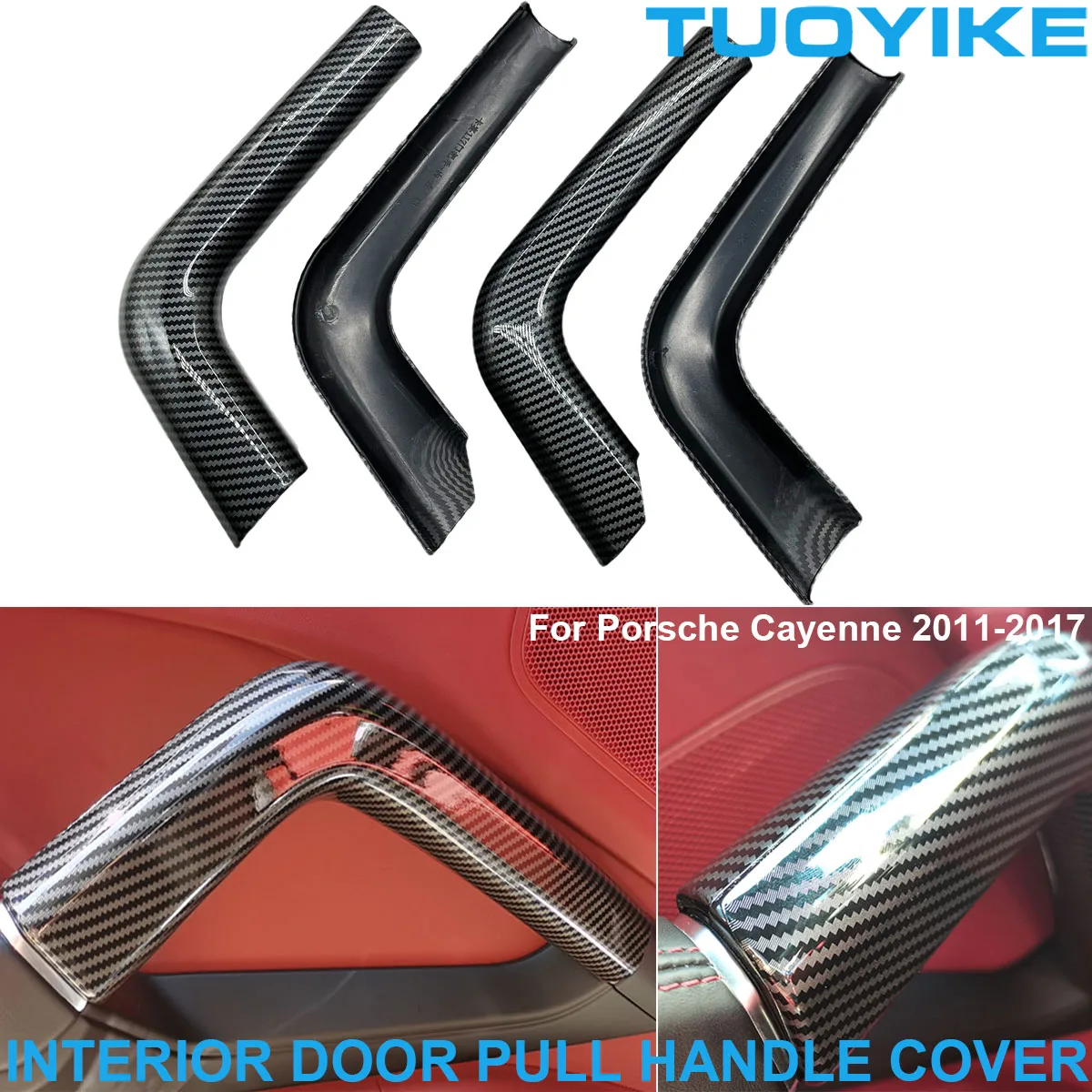 LHD RHD Car Carbon Fiber Interior Door Pull Handle Cover For Porsche Cayenne 2010-2017 Armrest Central Console Arches Protective