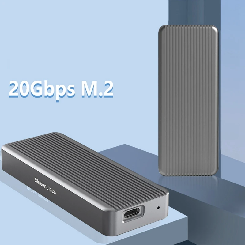 BLUEENDLESS 1 Piece M6N New M.2 Nvme Solid State Drive Box Gen2x2 To USB3.2 SSD Thunder Speed 20Gbps Silver-Gray