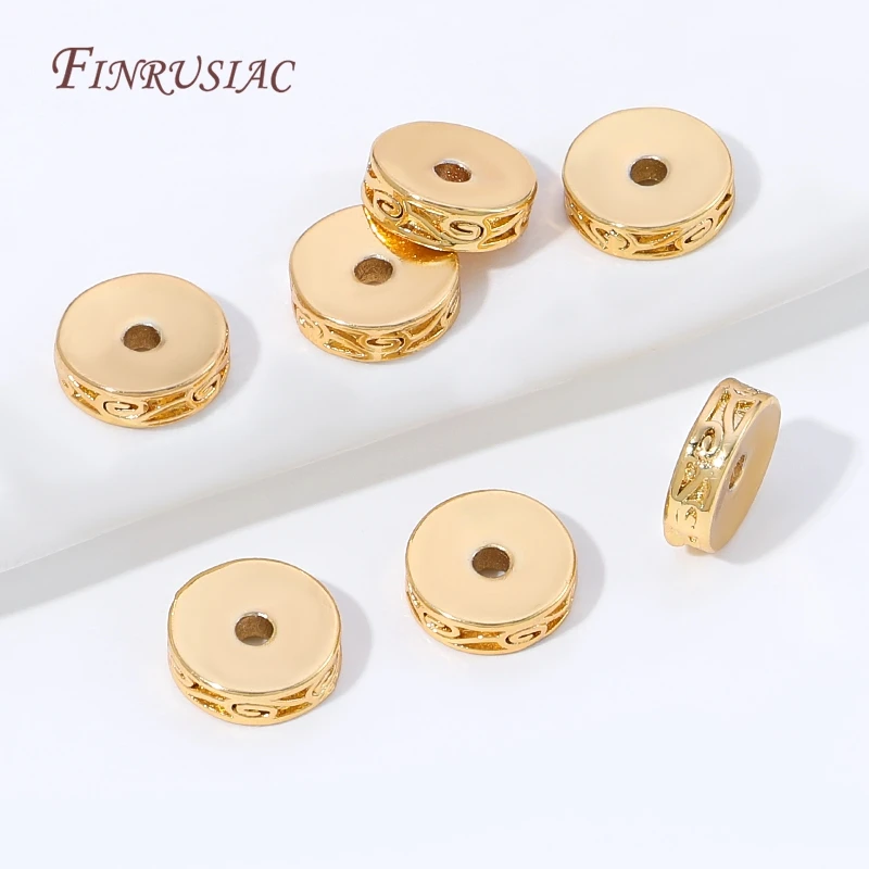 18K Gold Plated Flat Round Spacer Beads,Metal Separator Beads For DIY Necklace Bracelet Jewelry Making Findings,Handmade Bead image 2