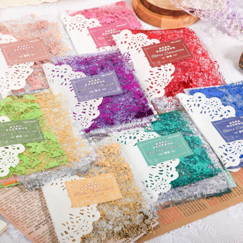 16pcs/pack Ins Style Retro Mesh Background Paper, Colorful Gradient DIY Handmade Album Scrapbooking Decorative Paper Supplies