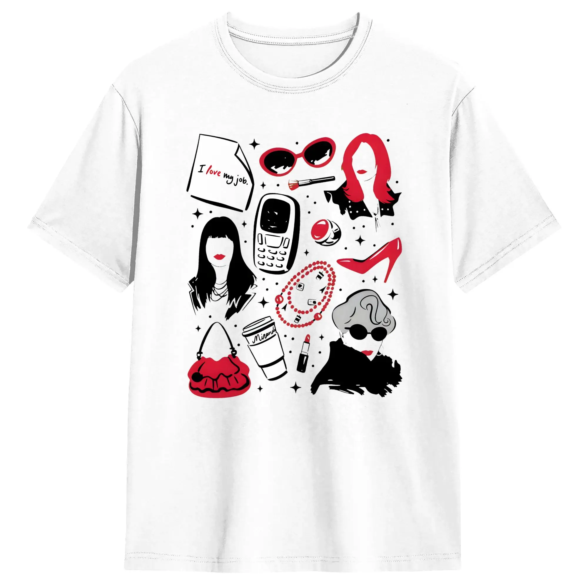 Devil Wears Pradad T-Shirt Comedy Meryl Streep Movie Leisure T Shirts Short Sleeve Streetwear Top Beach 100 Cotton Plus Size Tee