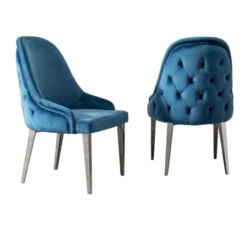 Light luxury dining chair high-end stainless steel Italian minimalist back chair designer model room restaurant chair