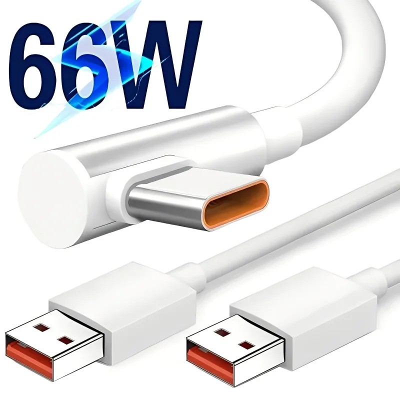 

66W USB To Type C Fast Charging Cable 90 Degree Elbow for Samsung Iphone Huawei Xiaomi Mobile Phone Charging Cord for Ipad Pad