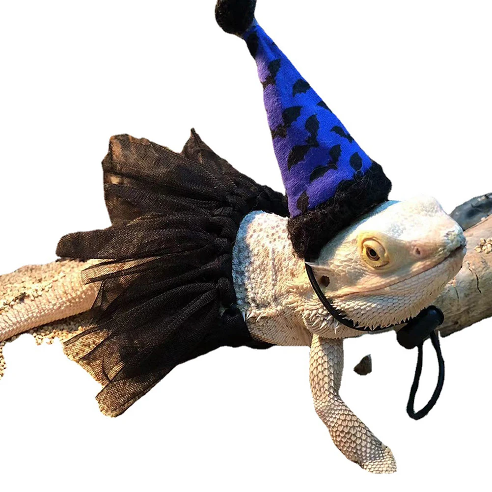 

Pet Costume Halloween Lizard Outfit Blue Cotton Accessories Dress Hat Kit Photo Props Dog Coats Lightweight Storage Carry Pet
