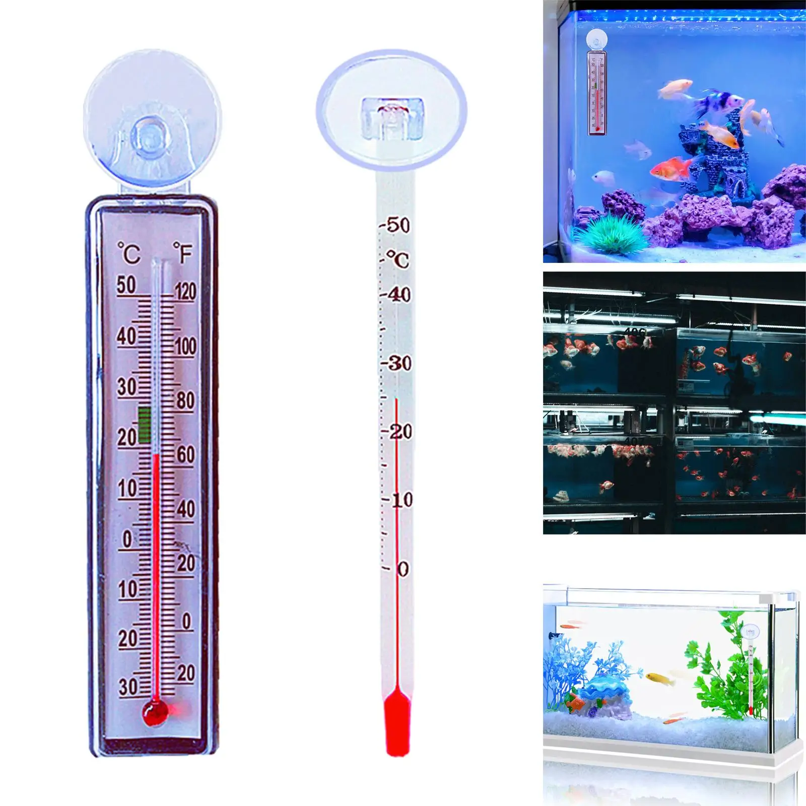 5Pcs Floating Aquarium Thermometer Analog High Precision Large Range for Freshwater and Saltwater Submersible Thermometer