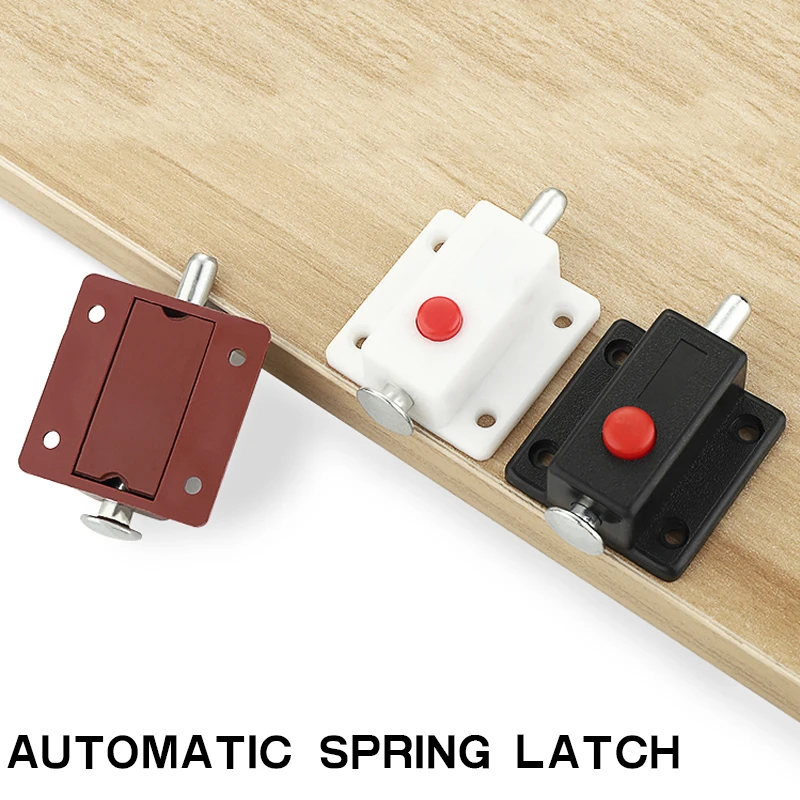 Door Bolts Latch Lock Window Cabinet Push Button Spring Bolt Door Latch Slide Locker Automatic Button Lock Latch Home Safety