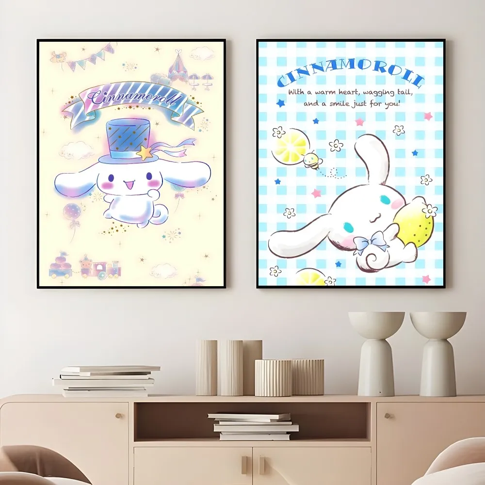 Cinnamoroll Kawaii Anime Poster 1pc Living Room Wall Decor Aesthetic Hallway Bedroom Bathroom Bar Festive Creative Waterproof