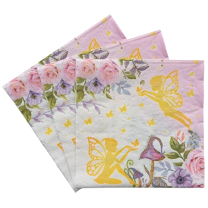 20Pcs/Pack Decoupage Animal Party Flower Paper Napkins Double Layer Wood Pulp Paper Elegant Tissues For Wedding Party Decoratio