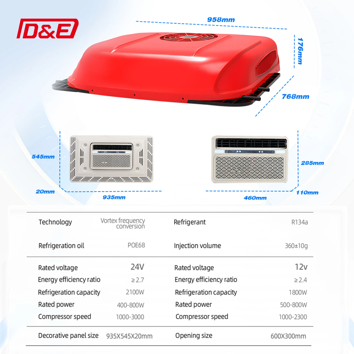 DC 12V 24V Electric Battery Powered Truck Air Conditioner Truck All In One Sleeper Air Coolers