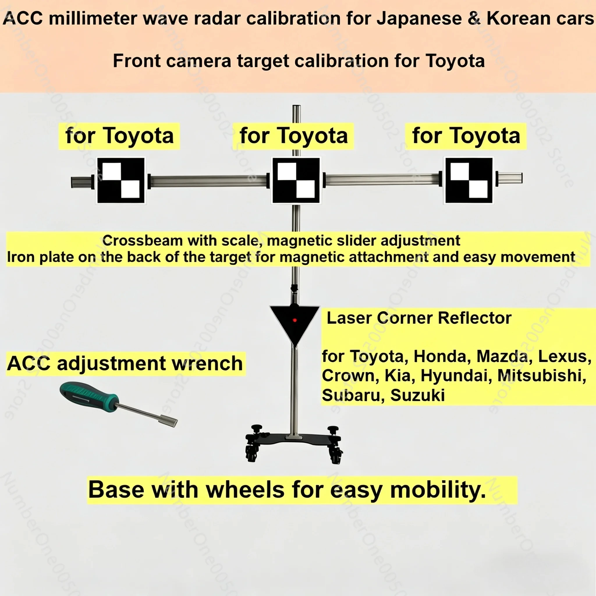 ADAS Calibration Tool with ACC MMWave Radar for Honda,Mitsubishi,Subaru,Suzuki,Kia,Mazda and Front Camera Calibration for Toyota