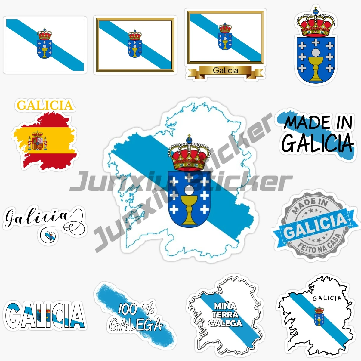 

Spain Galicia National Flag and Emblem National Emblem Vinyl Self-adhesive Car Sticker
