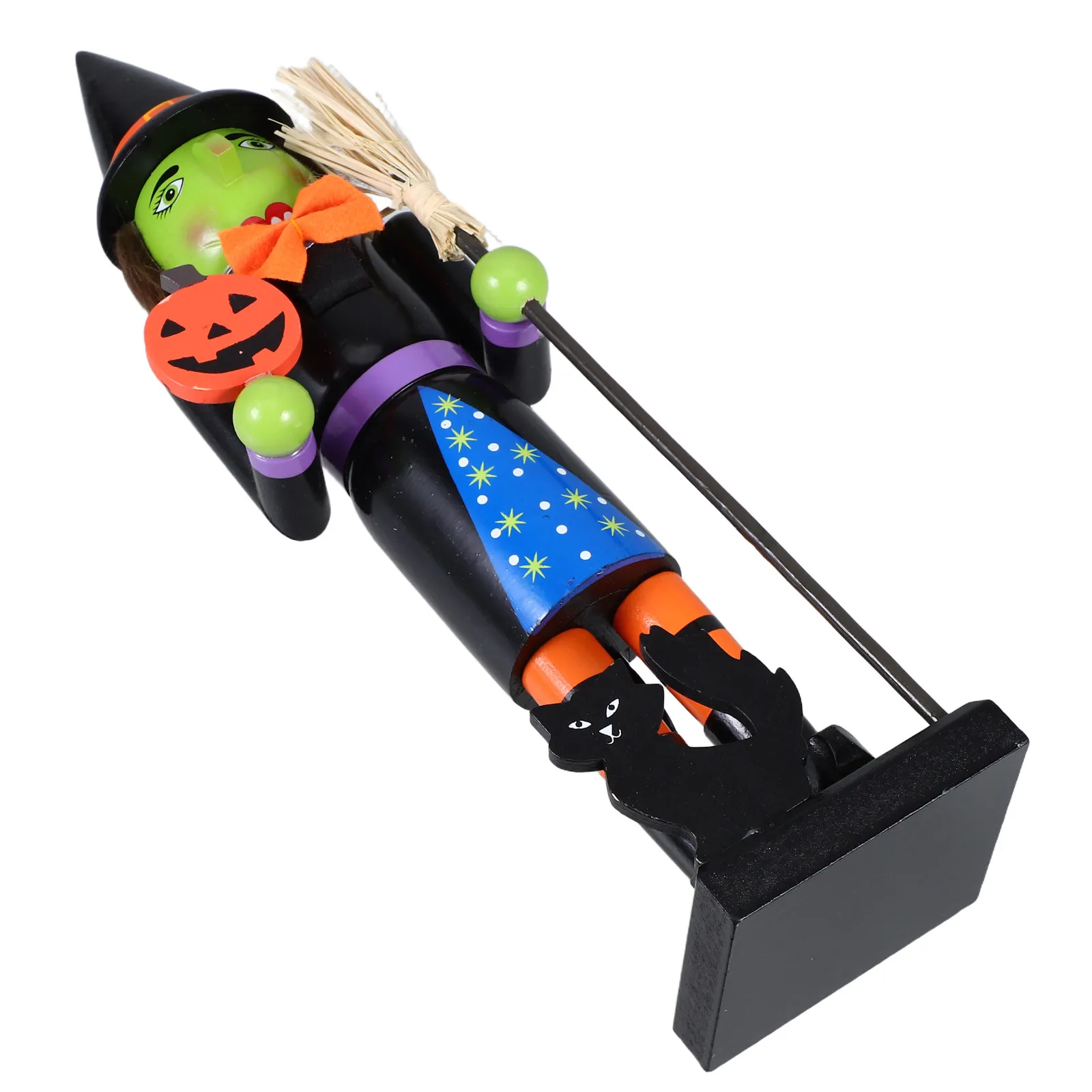 Halloween Pumpkin Nutcracker Wooden Jack-O-Lantern Nutcracker Decoration for Indoor Halloween Party Spooky Holiday Collection