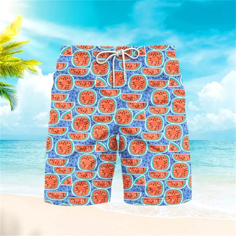 Tropical Fruits Graphic Beach Shorts For Men 3D Print Watermelon Short Pants Summer Sportswear Gym Trunks Oversized Ice Shorts