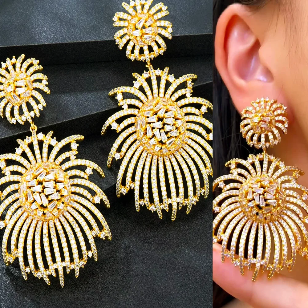 

Missvikki Luxury Vintage Golden Hollow Big Earrings For Women Wedding Party CZ Engraving Dubai Bridal Earrings Fashion Jewelry