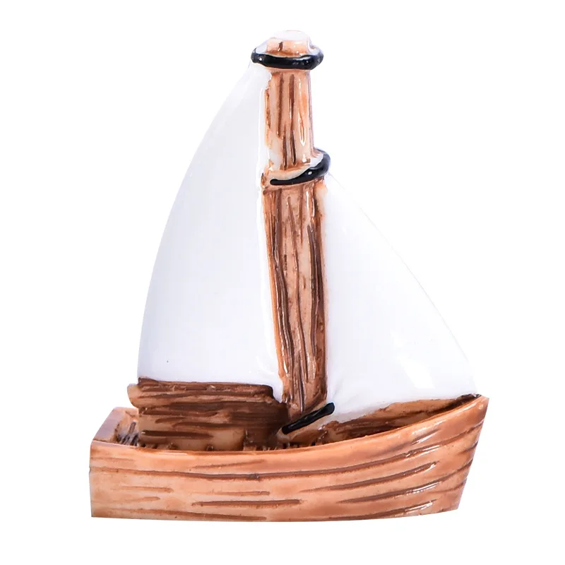 Figurines Miniatures Cute Sailing Boat Shell Beach Micro Landscape Ornaments For Home Decorations Room Decor Desk Accessories