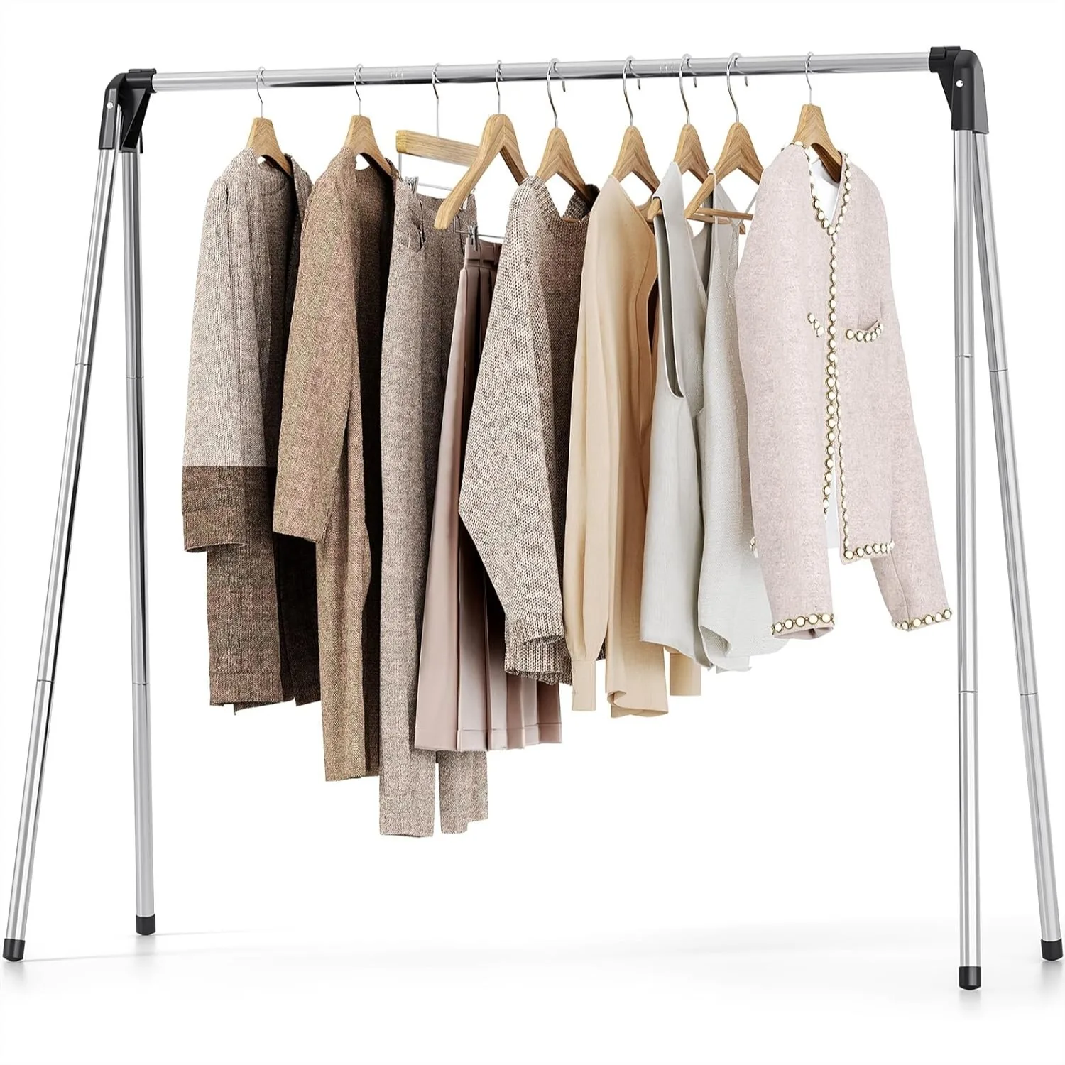 

Foldable Clothes Drying Rack Stainless Steel, Portable Laundry Rack for Indoor Outdoor, Large Capacity 33lbs