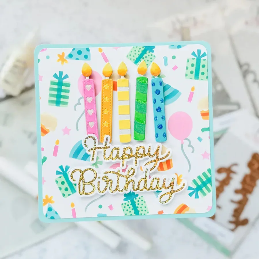 Carte di buon compleanno Candele Fustelle in metallo per scrapbooking Stencil Mestiere Coltello di carta Stampo Lama Punch Card Making Fustellatura