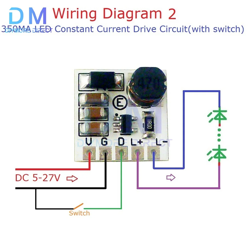 DC 5-27V 350mA Step-down HB LED Driver Module Adjustable PWM Controller DC-DC Buck Constant Current Converter LD2635MA