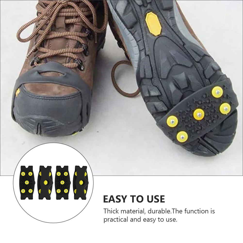 2 Pairs 5 Stud Non-slip Shoe Covers Climbing Shoes Snowfield Hiking Grippers Silica Gel Spiked Winter Ice