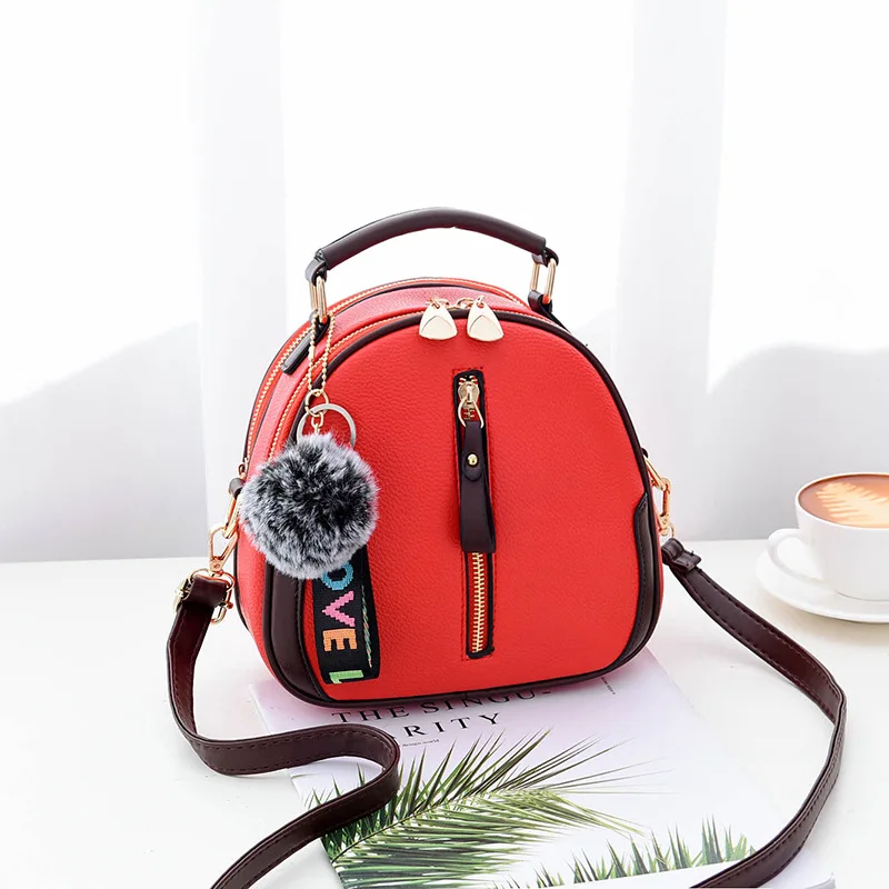 

Luxury PU Leather Women's Small Tote Bag, Fashionable Fur Ball Pendant, Design Feel Crossbody Bag