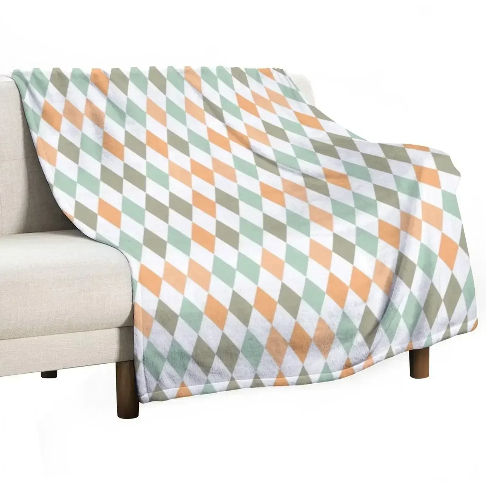 Turqoise Orange Geometric Diamonds Pattern Throw Blanket manga Bed linens Heavy Plush Extra Large Throw Blankets