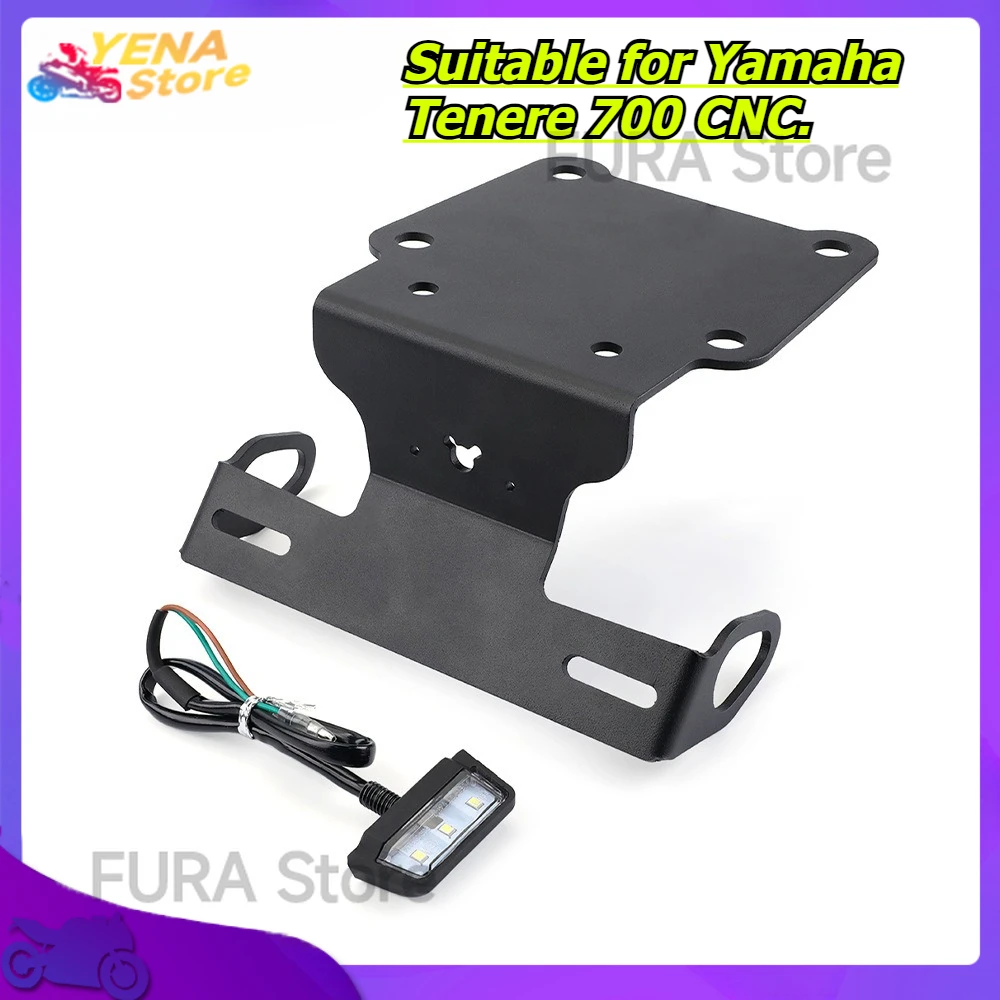 

Motorcycle rear fairing muffler license plate bracket registration number frame holder. Suitable for Yamaha Tenere 700 CNC.