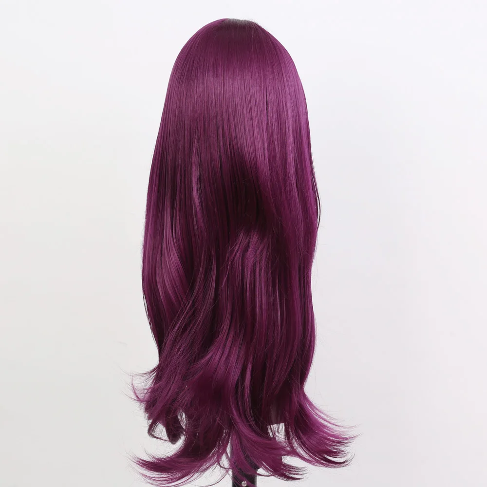 Sivir-pelucas de encaje sintético para mujer, pelo largo y liso de 24 pulgadas, colores morado/Rojo/Rosa, fibra de alta temperatura para uso