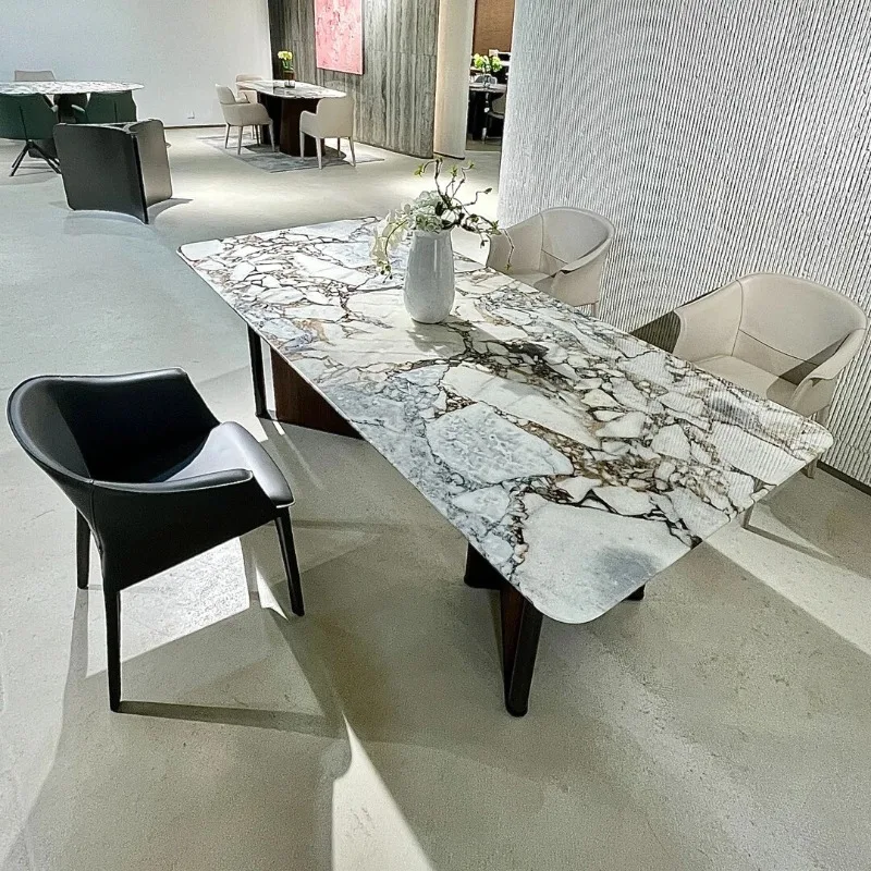 Violent marble dining table Modern simple restaurant Villa Italian minimalist rectangular dining table