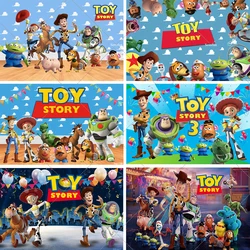 Toy Story Kids Birthday Backdrop Cloth Tapestry Buzz Lightyear Hudi Kid Baby Photo Studio Decor Photography Backgrounds