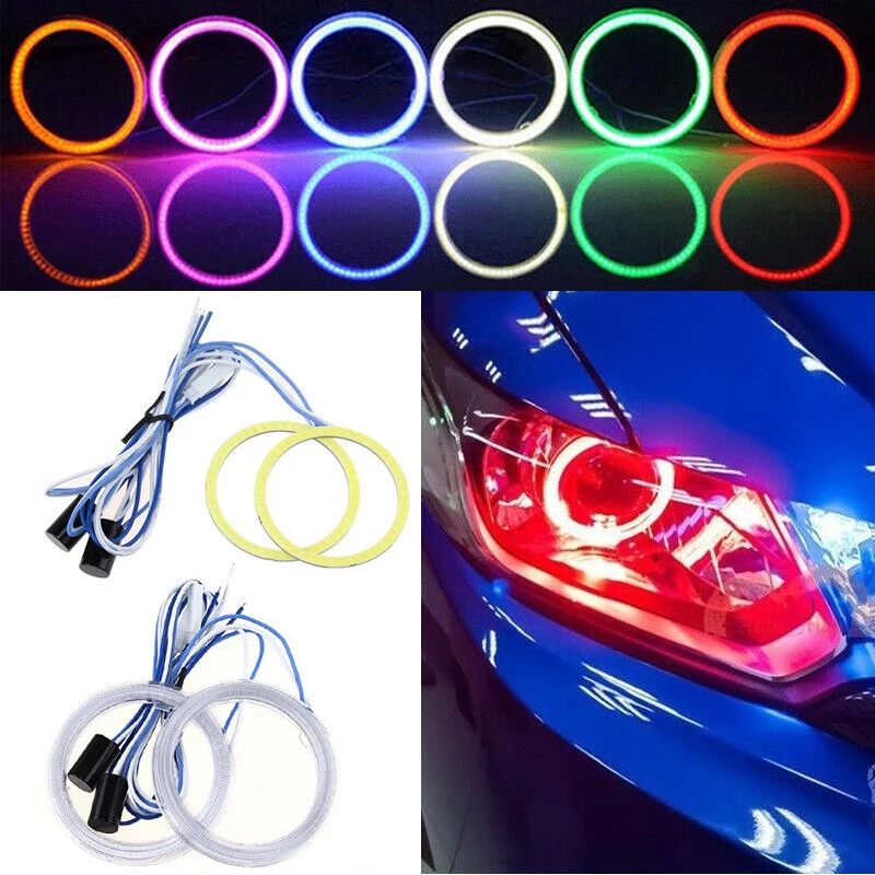 

2 Pieces 100MM Red Car LED Light DRL Headlight Universal COB SMD Angel Eyes Halo Ring