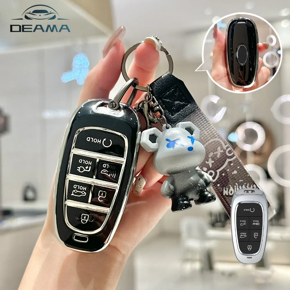 6-Tasten TPU Autoschlüssel-Hülle für Hyundai Tucson Solaris Sonata Hybrid NEXO NX4 Santafe Dn8 2020 2021 2022 Zubehör