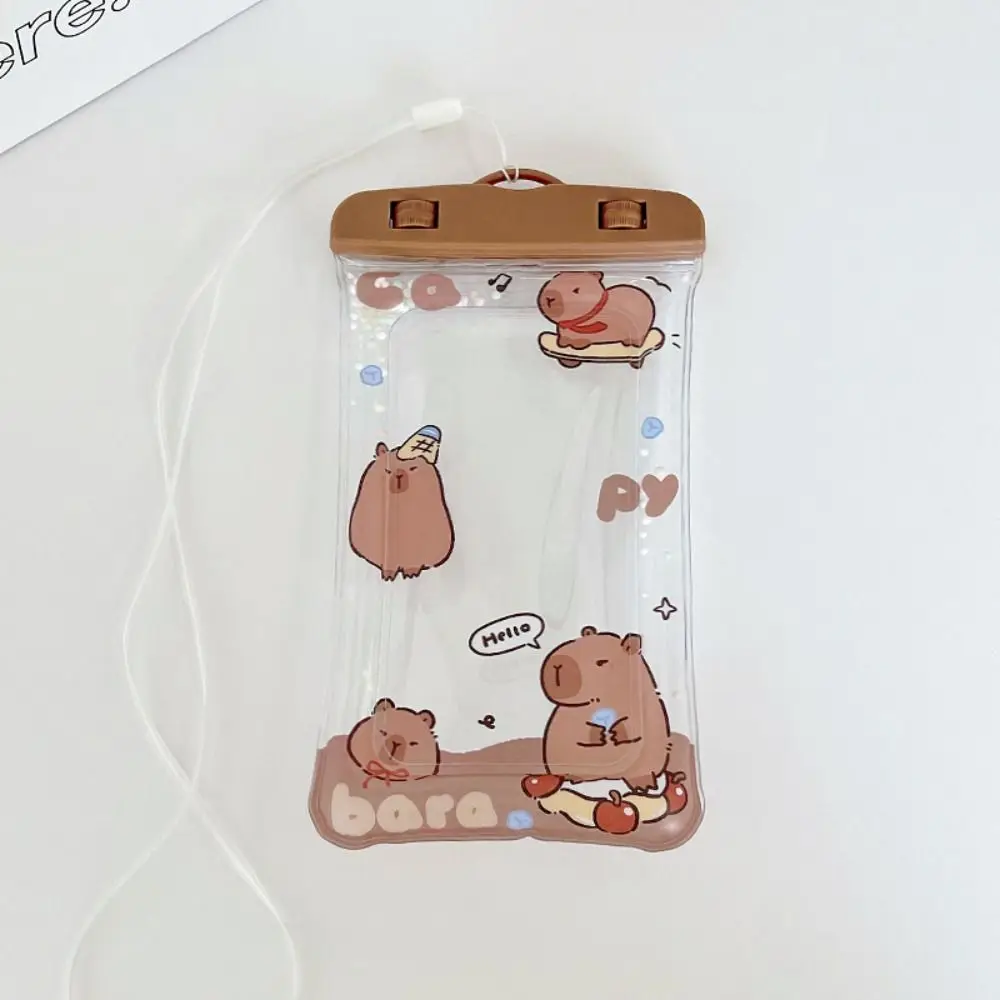 

Airbag Floatin Waterproof Phone Case Capybara Puppy Screen Rainproof Bag Underwater Dry Cartoon Mobile Phone Pouch Swimming