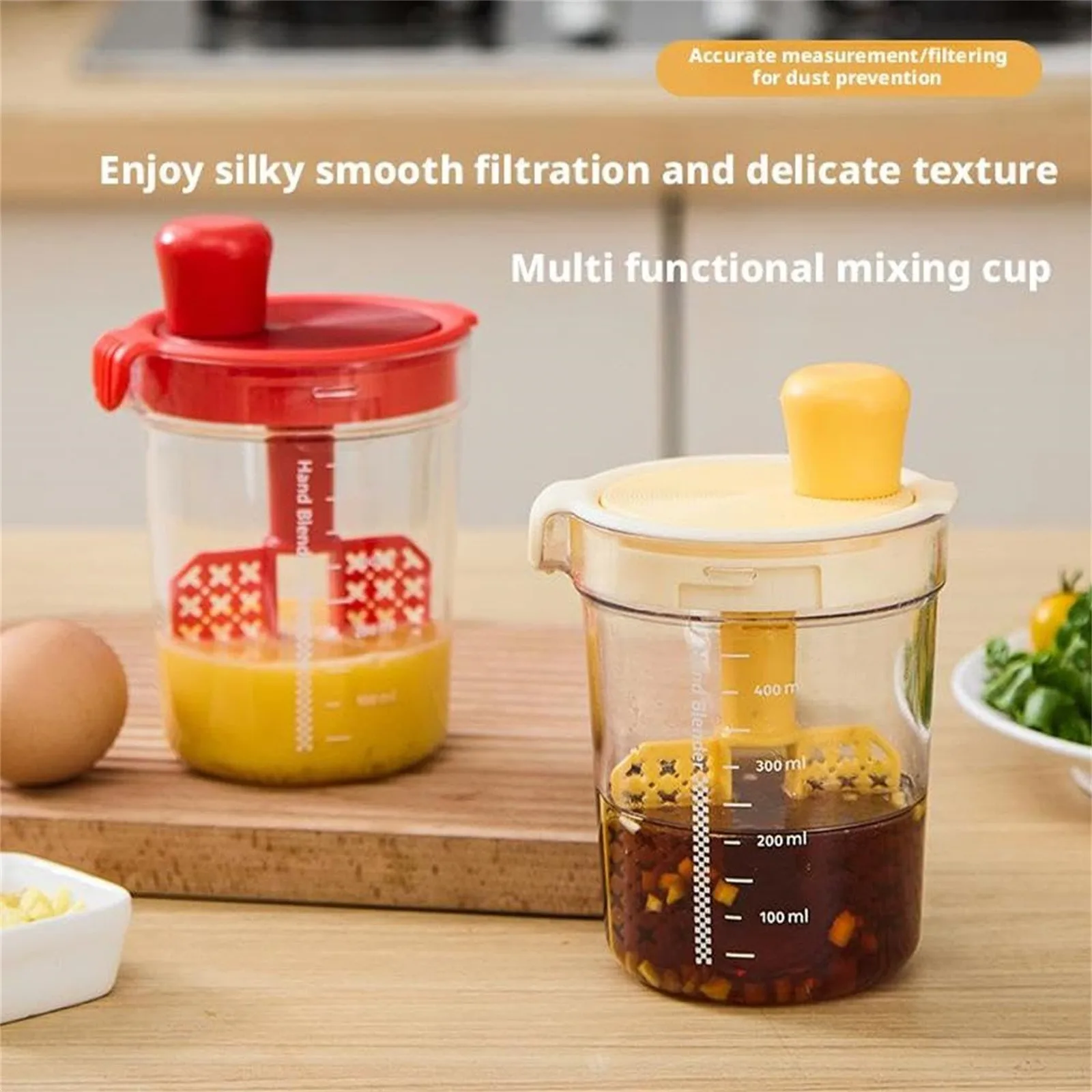 Dressing Mixer Mixing Cup Measurement Markings kitchen Mixing Cup Manual Mixing Tool Easy-to-Clean Red Design Household Mixing