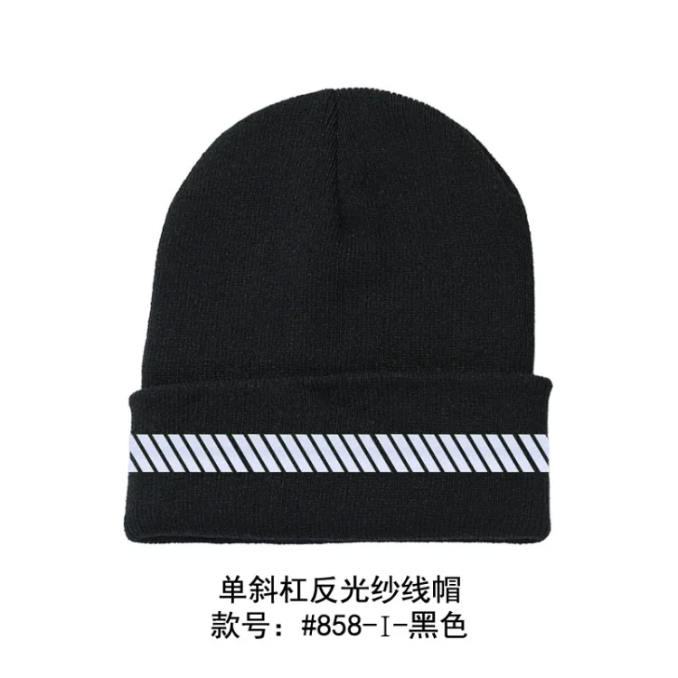 High Visibility Safety Beanie Reflective Knit Ribbed Hats Warm Winter Bonnets for Night Running Hiking Cycling