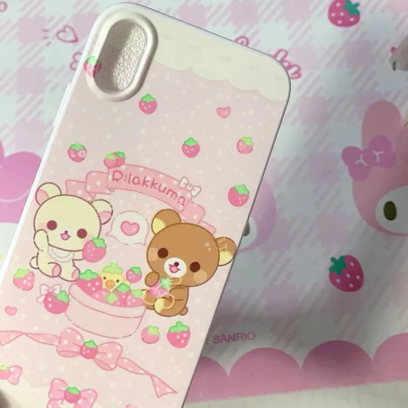 New Kawaii Cute Rilakkuma Mobile Phone Shell 15/14/13/12/11Promax/xr/xs Fall Prevention Anime Cartoon Ins Gift For Girls