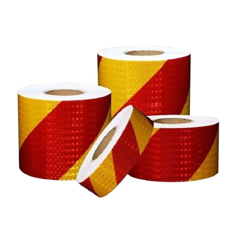 

5cm/10cm/15cm/20cm*5M Red Yellow Twill Reflective Tapes Waterproof Adhesive Strips Hazard Reflector Warning Conspicuity Stickers