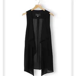 Chiffon Vest Jacket Female New Summer Korean Version Sleeveless Loose Vest Wild Medium Long Thin Women's Shawl Outcoat V728