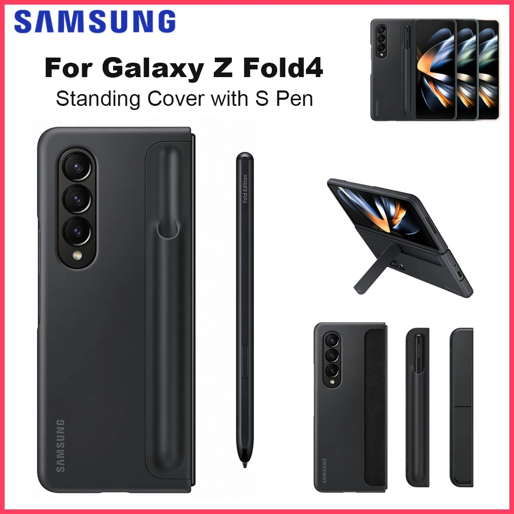 

Original Samsung Galaxy Z Fold4 Standing Cover with S Pen Smartphone Case Shockproof Silicone Cover EF-OF93P