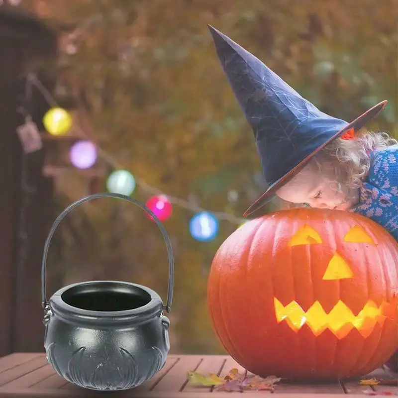 ABIY Halloween Witch Jar Cauldron Mist Maker Smoke Fog Machine with Color Light Holiday Party Decoration Prop EU Plug