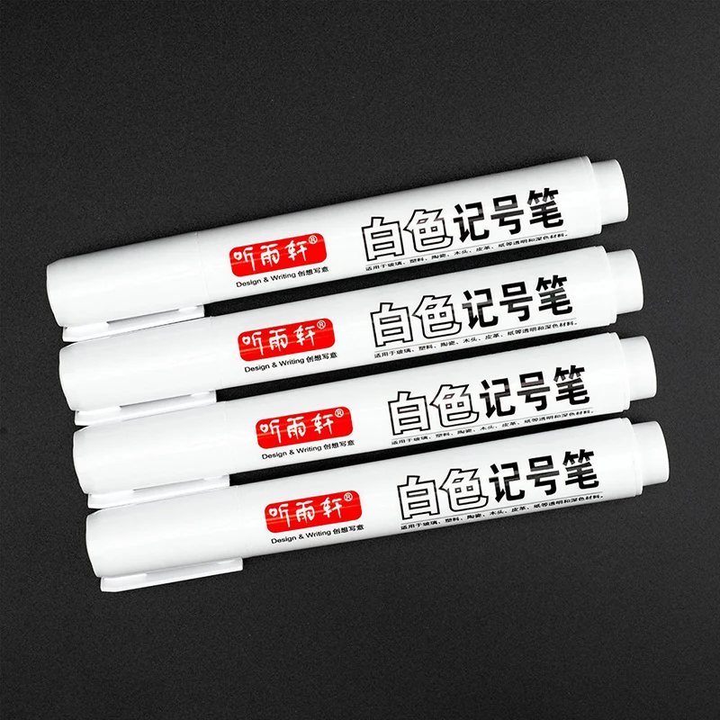 1pc For Metal White Marker Pen Oily Waterproof Plastic Gel Pen Writing Drawing Graffiti Pen Stationery Notebook