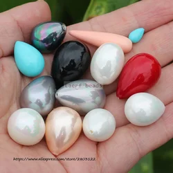 Half Drilled Shell Pearl Drop shape beads 5x8mm-16x25mm 2pcs ,For DIYJewelry making! Mixed wholesale for all items !