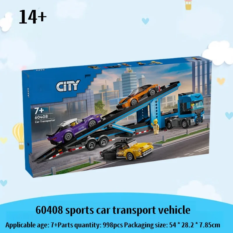 2025 new city assembly city series 60408 sports car transport vehicle 14 years old+children's creative puzzle toy birthday gift