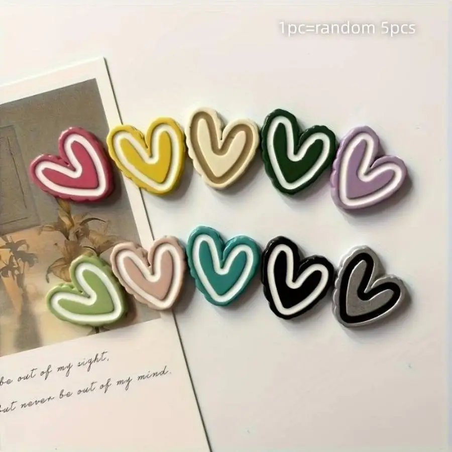 1/5/10/20/50/100pcs Random Color Heart-Shaped Magnetic Resin Fridge Magnets, 3D Heart Design, Creative Home and Office Decor, Wh
